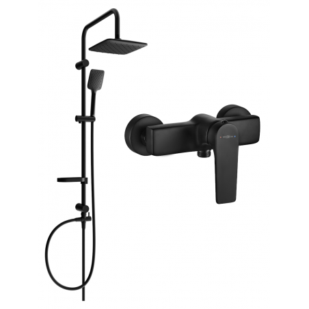 Mexen Sven set de duș montat pe perete cu duș tip ploaie și baterie de duș Lynx, negru - 745940262-70