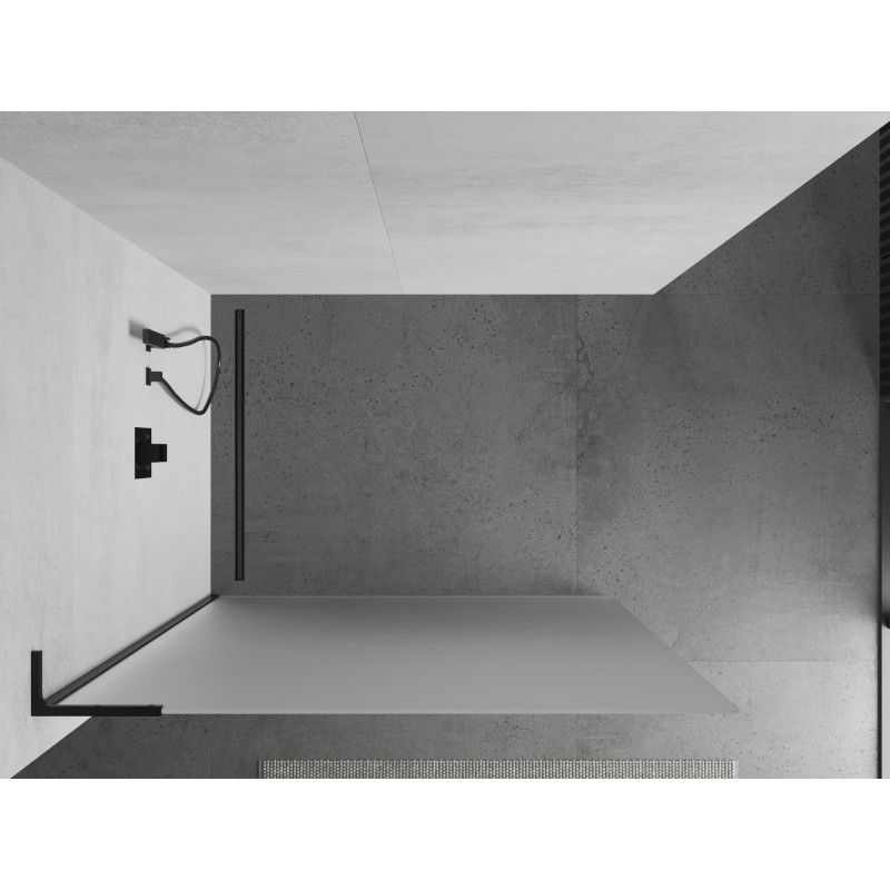 Mexen Kioto L perete de duș Walk-in 100 x 200 cm, înghețat, negru - 800-100-103-70-30