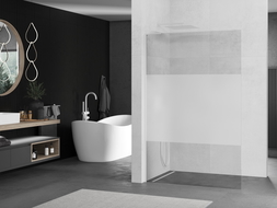 Mexen Kioto L zuhanyzófal Walk-in 90 x 200 cm, átlátszó/fagyott, fehér - 800-090-103-20-35