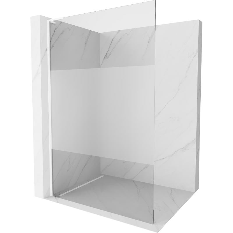 Mexen Kioto L perete de duș Walk-in 100 x 200 cm, transparent/mat, alb - 800-100-103-20-35