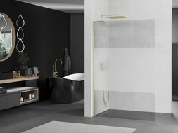 Mexen Kioto L zuhanyfal Walk-in 90 x 200 cm, átlátszó/zúzmarás, arany szálcsiszolt - 800-090-103-55-35