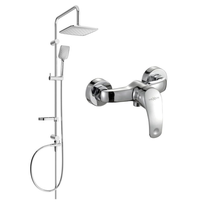 Mexen Sven set de duș aplicat cu para de duș și baterie de duș Fabia, crom - 746540262-00