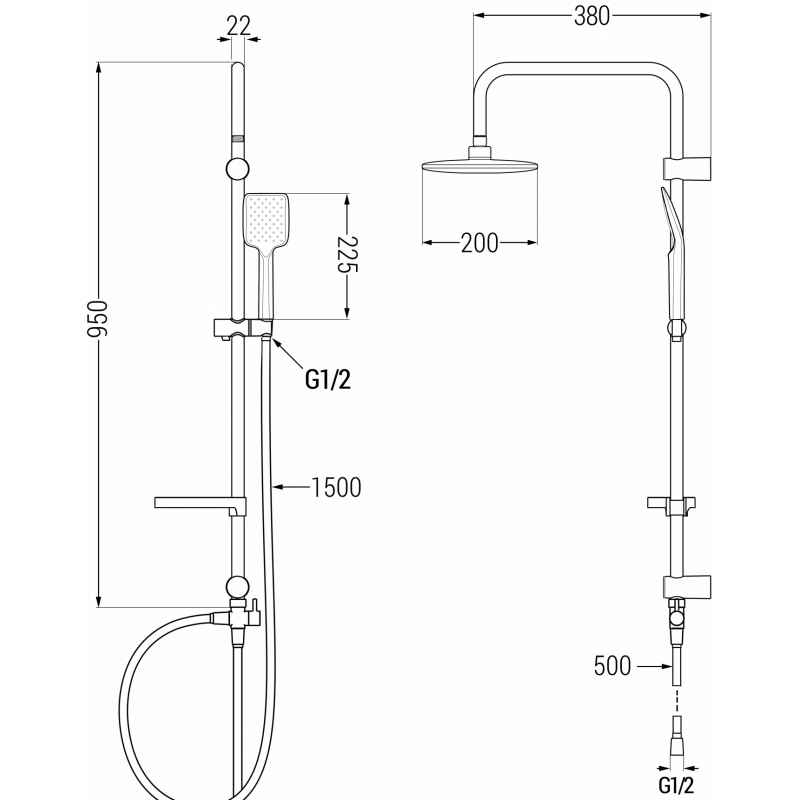 Mexen Sven set de duș aplicat cu para de duș și baterie de duș Fabia, crom - 746540262-00