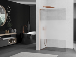 Mexen Kioto L Walk-in zuhanyfal 80 x 200 cm, átlátszó/deres, csiszolt réz - 800-080-103-65-35