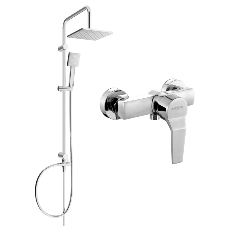 Mexen Caro Set de duș Tord montat la suprafață cu duș de ploaie și baterie de duș, crom - 746640200-00