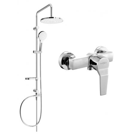 Mexen Caro Erik set de duș aplicat cu efect de ploaie și baterie de duș, crom - 746640205-00