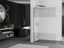 Mexen Kioto L zuhanyfal Walk-in 90 x 200 cm, átlátszó/fagyott, gun szürke kefe - 800-090-103-66-35