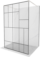 Mexen Kioto szabadon álló zuhanyfal 100 x 200 cm, fekete minta 8 mm, drótozott nikkel - 800-100-002-97-78