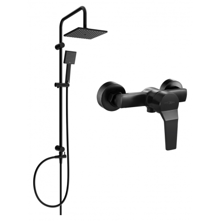 Mexen Caro Tord set de duș montat pe suprafață cu ploaie și baterie de duș, negru - 746640200-70