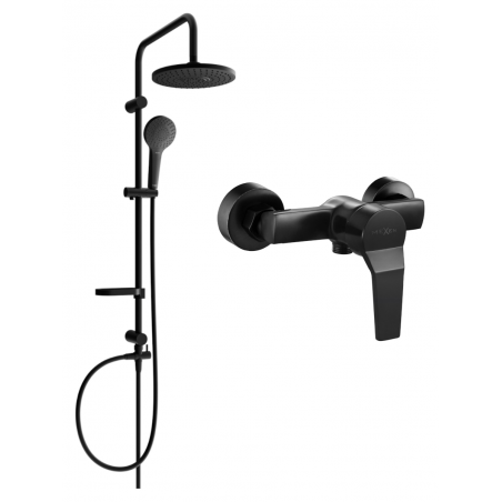 Mexen Erik set de duș montat pe perete cu panel de duș și baterie de duș Caro, negru - 746640205-70