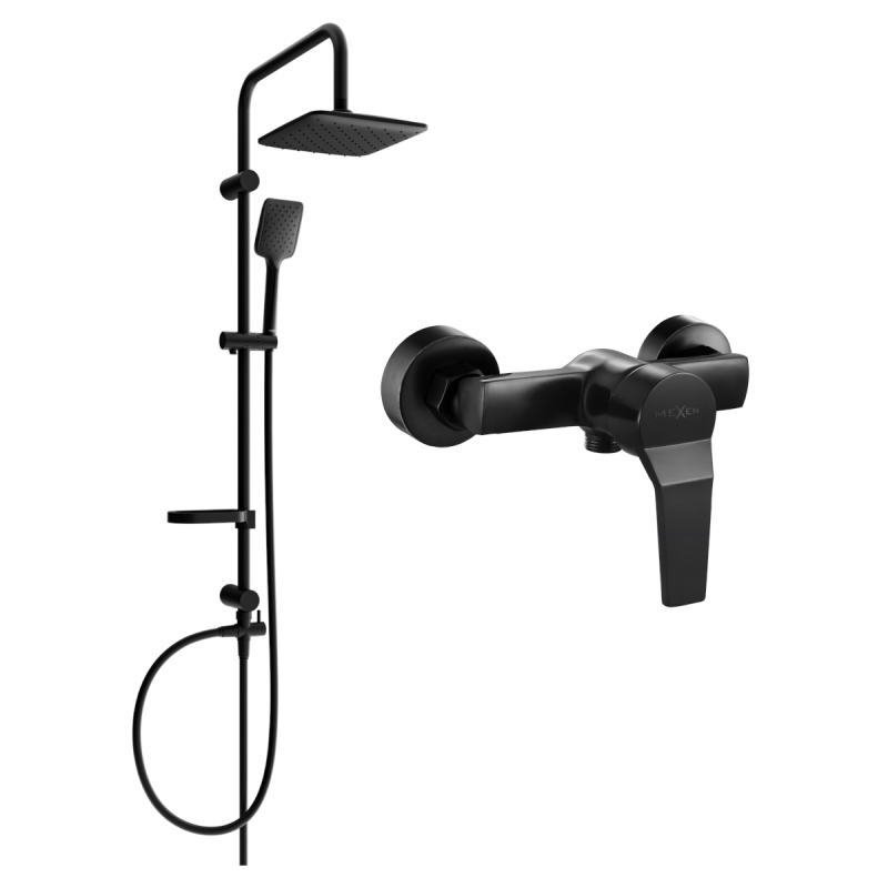 Mexen Caro Set de duș exterior Sven cu cap de duș și baterie de duș, negru - 746640262-70