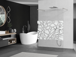 Mexen Kioto szabadon álló zuhanyfal 120 x 200 cm, fehér minta 8 mm, brushed nickel - 800-120-002-97-85