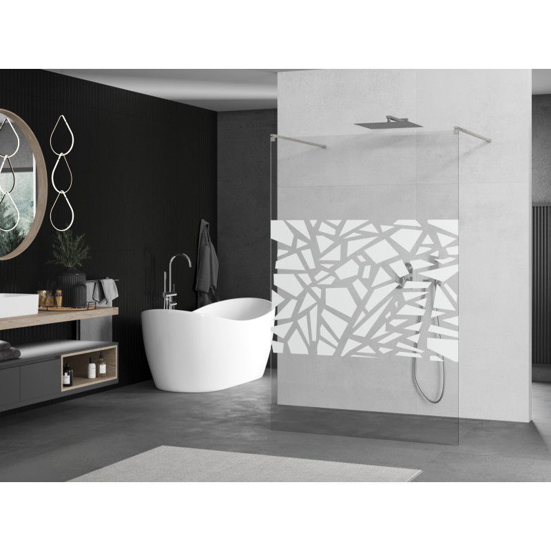Mexen Kioto perete de duș liber 140 x 200 cm, model alb 8 mm, nichel periat - 800-140-002-97-85