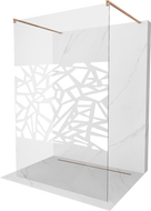 Mexen Kioto szabadonálló zuhanyfal 110 x 200 cm, fehér minta 8 mm, csiszolt réz - 800-110-002-65-85