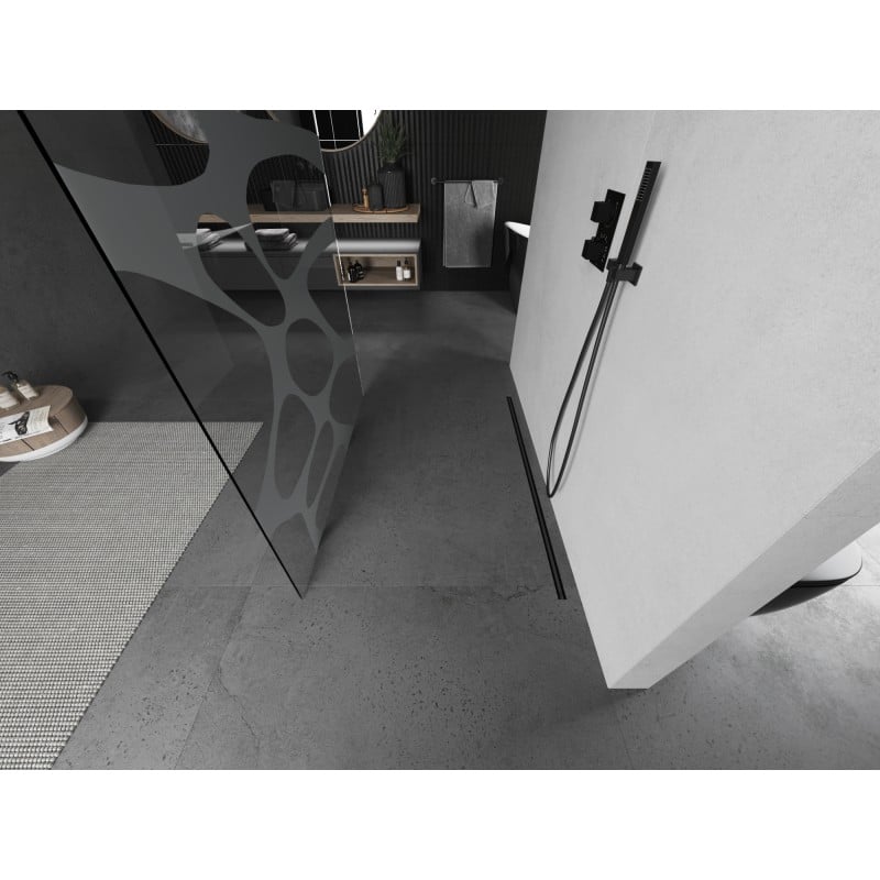 Mexen Kioto perete de duș freestanding 140 x 200 cm, val alb 8 mm, gri pistol periat - 800-140-002-66-97