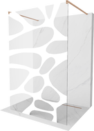 Mexen Kioto szabadon álló zuhanyfal 100 x 200 cm, fehér minta 8 mm, csiszolt réz - 800-100-002-65-97