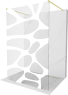 Mexen Kioto szabadon álló zuhanyfal 120 x 200 cm, fehér hullám 8 mm, arany kefélt - 800-120-002-55-97