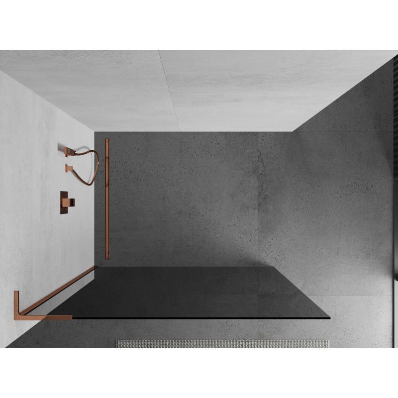 Mexen Kioto L perete de duș Walk-in 70 x 200 cm, grafit, aur roz - 800-070-103-60-40