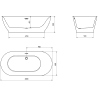 Mexen Roxy cadaț 180 x 85 cm, alb, sistem de scurgere din aur periat - 51201808500-55