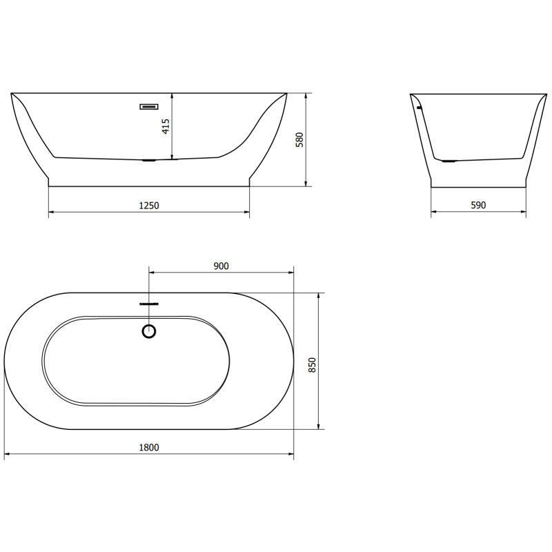 Mexen Roxy cadă independentă 180 x 85 cm, albă, preaplin aur roz - 51201808500-60