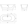 Mexen Roxy cadă freestanding 180 x 85 cm, alb/negru, preaplin crom - 51201808575-01