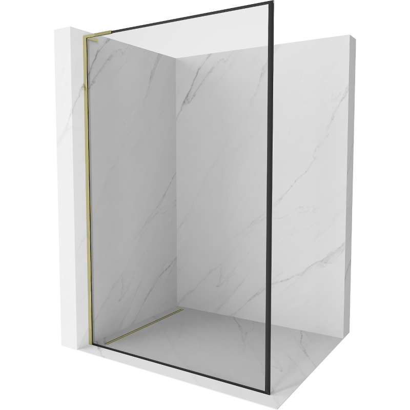 Mexen Kioto L zuhanyfal Walk-in 80 x 200 cm, fekete keret, arany - 800-080-103-50-70