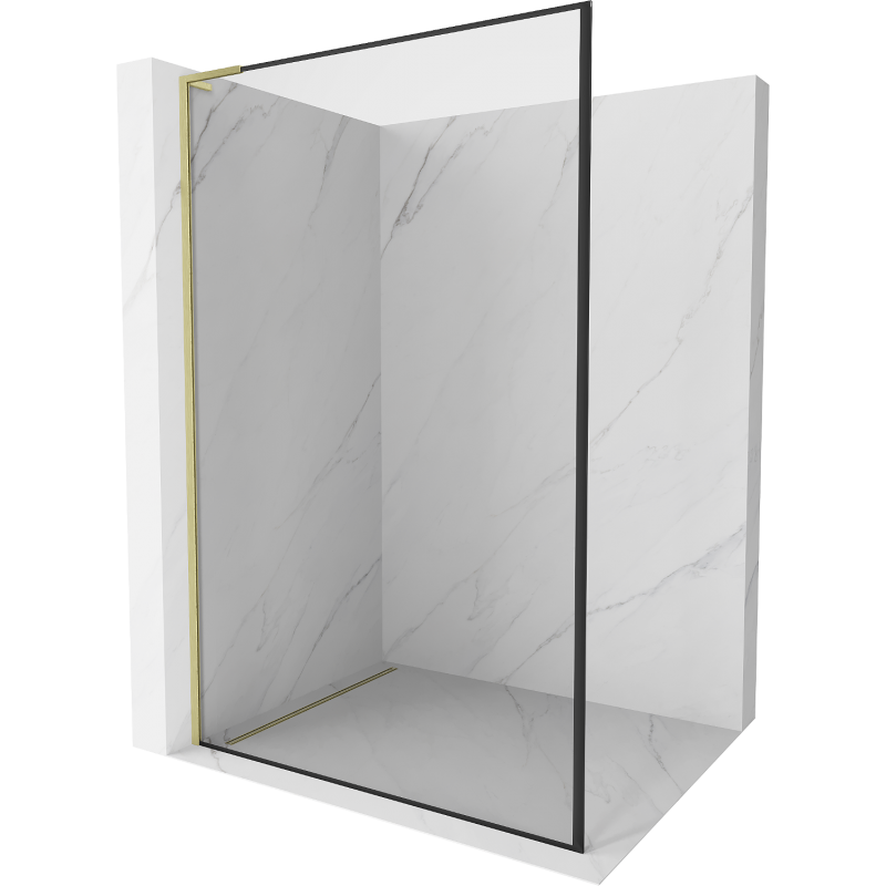 Mexen Kioto L perete de duș Walk-in 80 x 200 cm, ramă neagră, aurie periată - 800-080-103-55-70