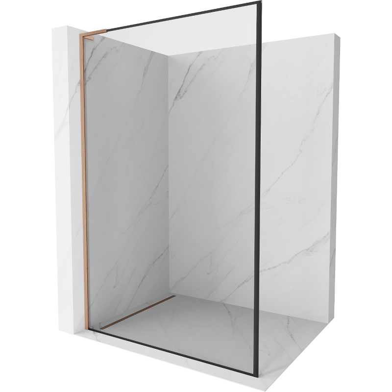 Mexen Kioto L panou de duș Walk-in 80 x 200 cm, ramă neagră, cupru periat - 800-080-103-65-70