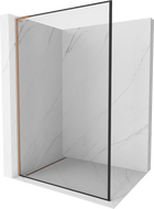 Mexen Kioto L zuhanyfal Walk-in 100 x 200 cm, fekete keret, szálcsiszolt réz - 800-100-103-65-70