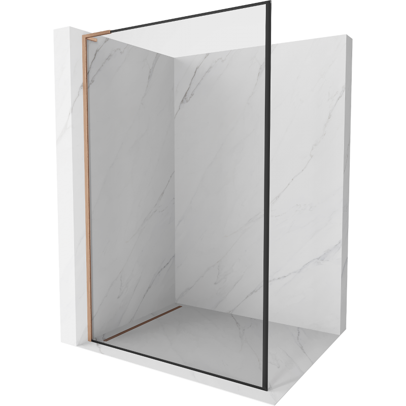 Mexen Kioto L perete duș Walk-in 110 x 200 cm, cadru negru, cupru periat - 800-110-103-65-70