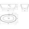 Mexen Bilbao cadă freestanding 180 x 90 cm, alb, scurgere din aur periat - 51311809000-55