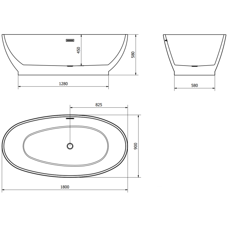 Mexen Bilbao cadă freestanding 180 x 90 cm, albă/neagră, preaplin aur roz - 51311809075-60