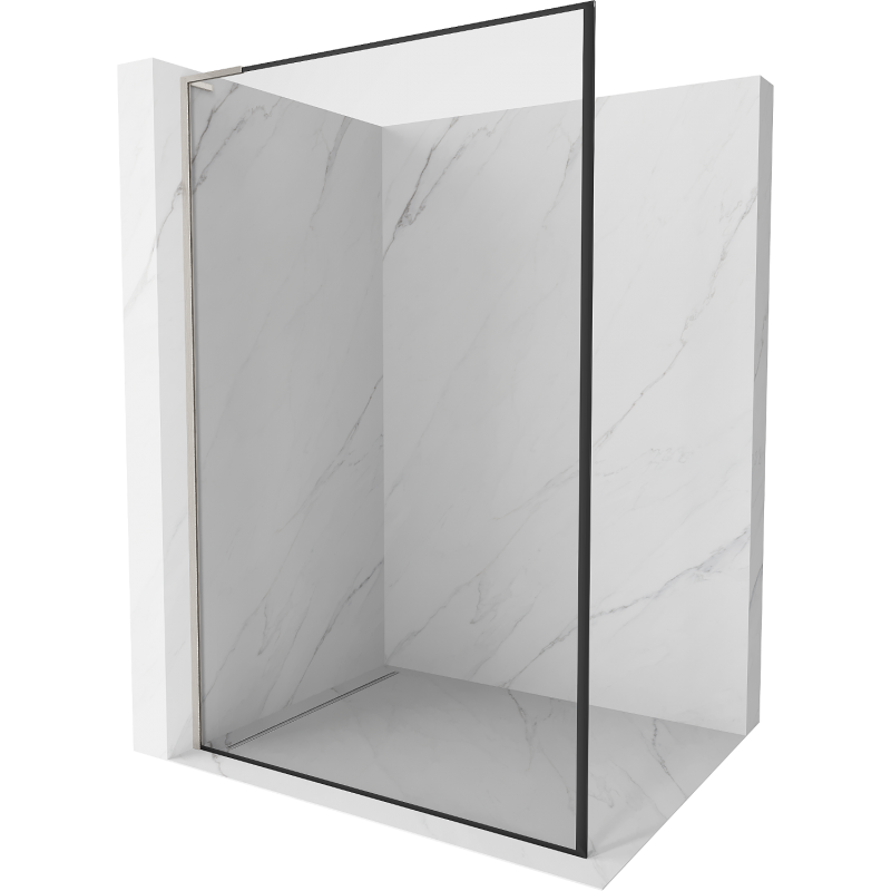 Mexen Kioto L panou de duș Walk-in 90 x 200 cm, ramă neagră, nichel periat - 800-090-103-97-70