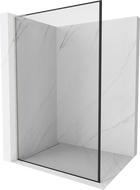Mexen Kioto L zuhanyfal Walk-in 100 x 200 cm, fekete keret, szálcsiszolt nikkel - 800-100-103-97-70