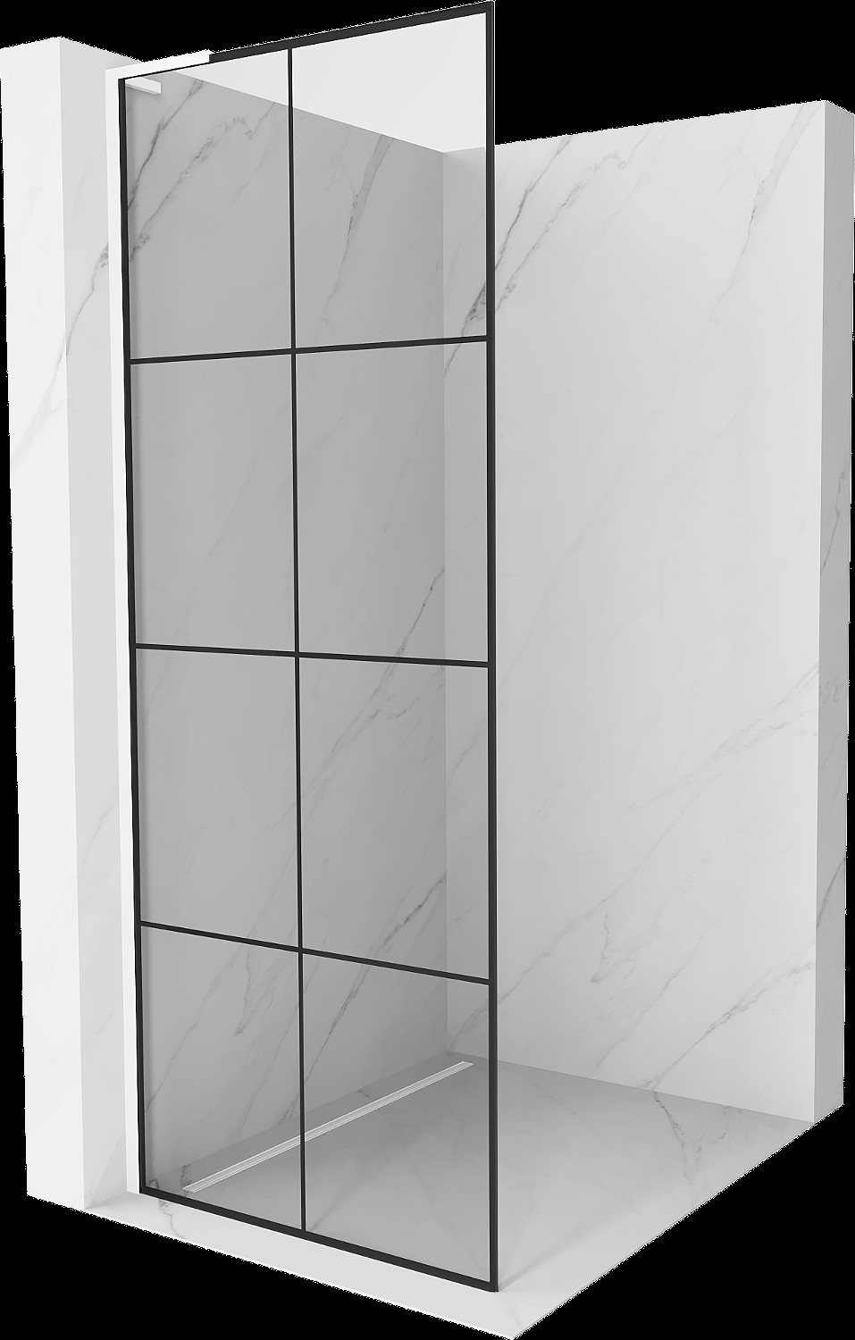 Mexen Kioto L perete de duș Walk-in 70 x 200 cm, model negru, alb - 800-070-103-20-77