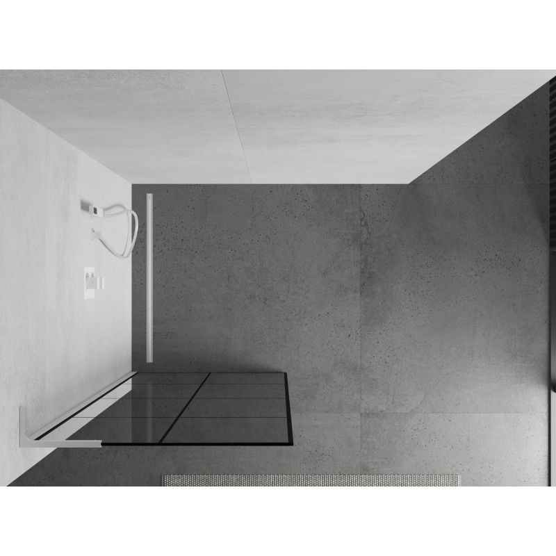 Mexen Kioto L zuhanyfal Walk-in 90 x 200 cm, fekete rács, fehér - 800-090-103-20-77