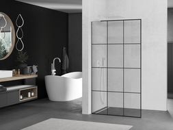 Mexen Kioto L perete pentru duș Walk-in 100 x 200 cm, model negru, alb - 800-100-103-20-77