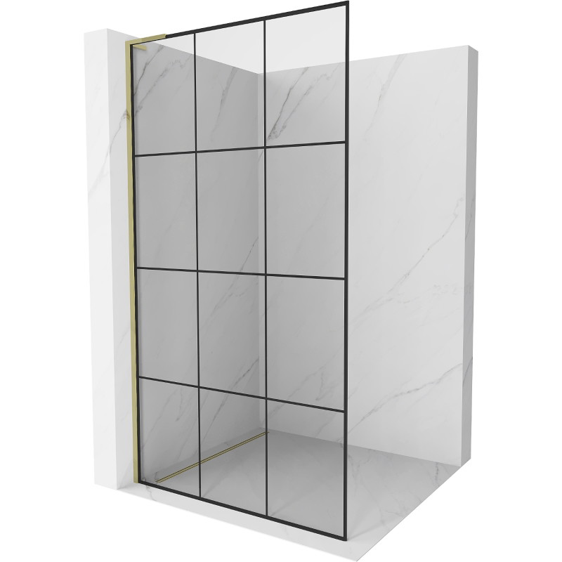 Mexen Kioto L perete de duș Walk-in 120 x 200 cm, grilă neagră, auriu - 800-120-103-50-77
