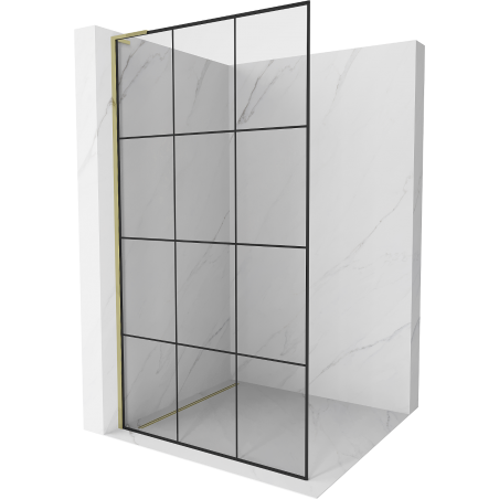 Mexen Kioto L perete de duș Walk-in 120 x 200 cm, grilă neagră, auriu - 800-120-103-50-77