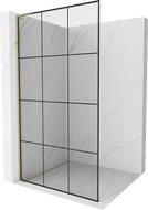 Mexen Kioto L perete de duș Walk-in 120 x 200 cm, grilă neagră, auriu - 800-120-103-50-77