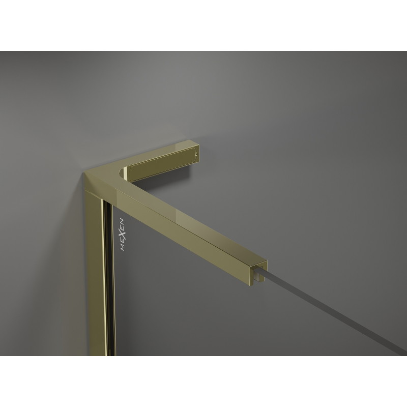 Mexen Kioto L Walk-in zuhanyfal 120 x 200 cm, fekete rácsminta, arany - 800-120-103-50-77