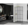 Mexen Kioto L Walk-in zuhanyfal 120 x 200 cm, fekete rácsminta, arany - 800-120-103-50-77