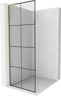 Mexen Kioto L zuhanyfal Walk-in 80 x 200 cm, fekete rács, arany szálcsiszolt - 800-080-103-55-77