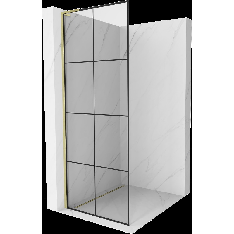 Mexen Kioto L pereți de duș Walk-in 90 x 200 cm, model negru, aurie periată - 800-090-103-55-77