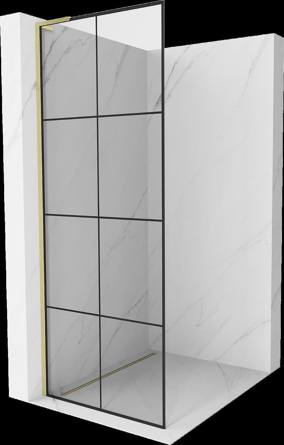 Mexen Kioto L pereți de duș Walk-in 90 x 200 cm, model negru, aurie periată - 800-090-103-55-77