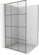 Mexen Kioto L Walk-in zuhanyfal 110 x 200 cm, fekete rács, arany szálcsiszolt - 800-110-103-55-77