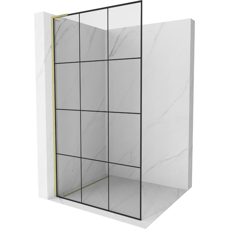 Mexen Kioto L perete de duș Walk-in 120 x 200 cm, grilaj negru, aurit periat - 800-120-103-55-77