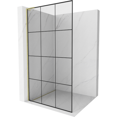 Mexen Kioto L perete de duș Walk-in 120 x 200 cm, grilaj negru, aurit periat - 800-120-103-55-77