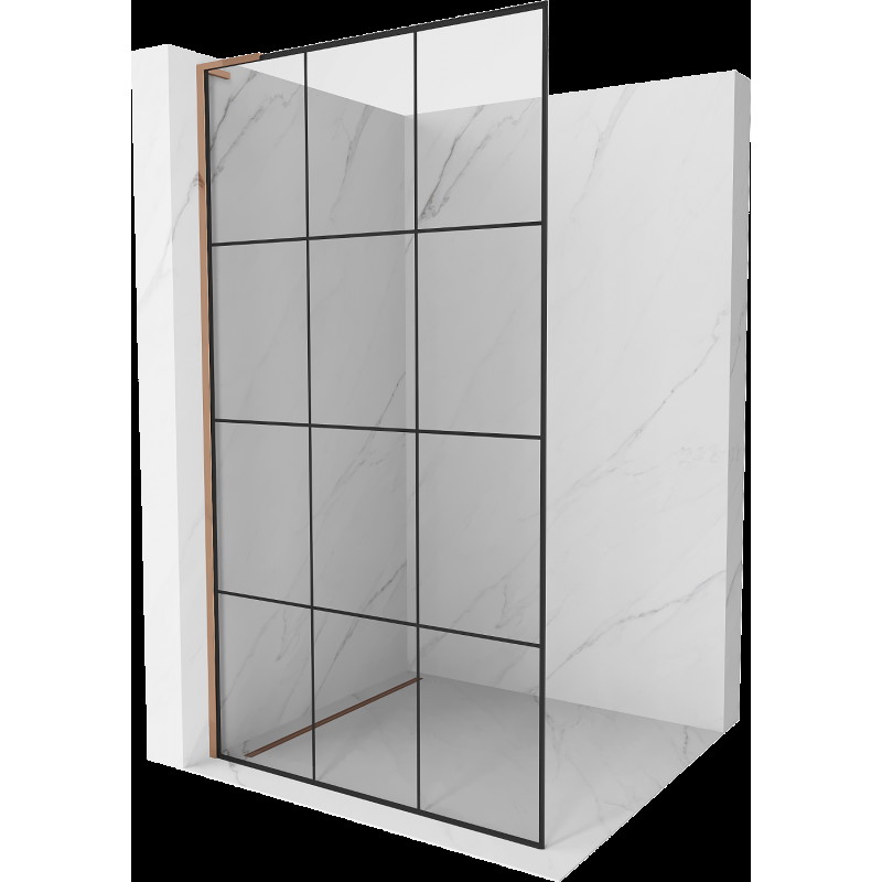 Mexen Kioto L pereți de duș Walk-in 100 x 200 cm, model negru, aur roz - 800-100-103-60-77