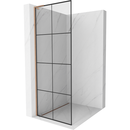 Mexen Kioto L walk-in zuhanyfal 70 x 200 cm, fekete rács, kefézett réz - 800-070-103-65-77